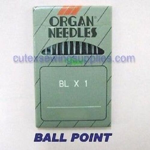 10 ORGAN BallPoint BLX1 Round Shank Serger Needles