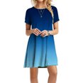 thumbnail image 1 of Nouvelle Robe Dégradée Teinture sur Nœuds pour Femmes, Col Rond, Manches Courtes, Robe Midi, Décontractée, Simple, T-Shirt Ample, 1 of 3