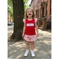 thumbnail image 5 of BemeyourBBs Toddler Baby Girl Summer Clothes Baseball Outfit Baseball Bow Embroidered Ruffled Trim Flying Sleeve T Shirt Tops and Ruffle Plaid Shorts 2 Pcs Set, 5 of 9