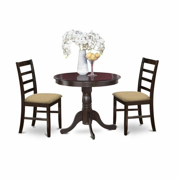 East West Furniture Antique 3-piece Small Dining Table & Chair Set in Cappuccino