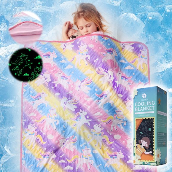 Manta YJLMLY que brilla en la oscuridad para niñas, 50 x 150 cm, franela suave