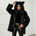 thumbnail image 2 of Akafmk Womens Faux Furs Coats,Womens Winter Coats,Womens Ladies Warm Faux Furry Long Coat Jacket Winter Solid Hooded Outerwear Front Open Jacket Outerwear, 2 of 5