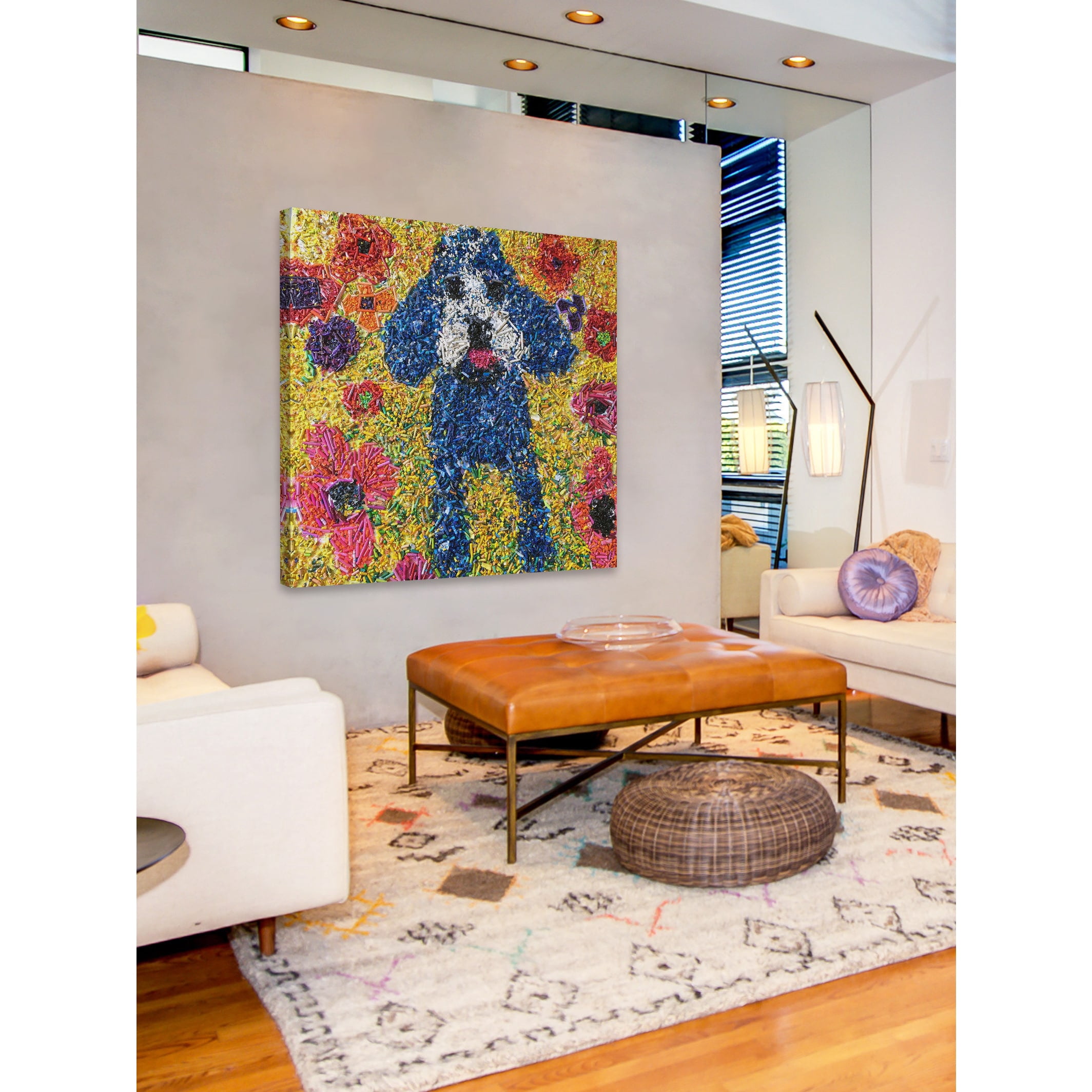 Marmont Hill "Crayon Collage Pup" by Michelle Rivera Painting Print on Wrapped Canvas