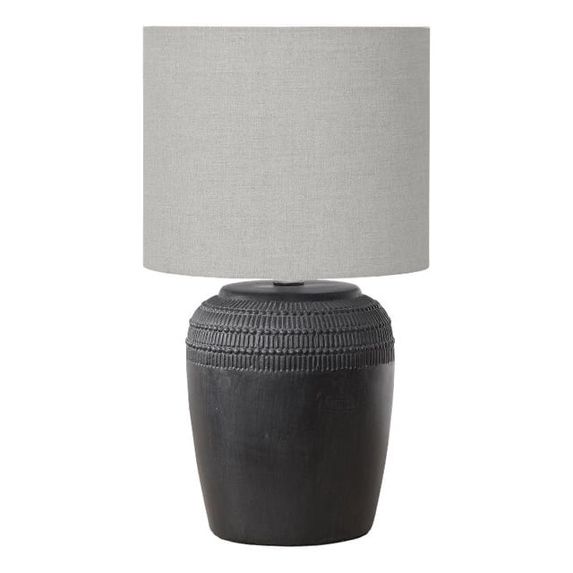 Lighting - 17"H Table Lamp - Black Ceramic - Gray Shade