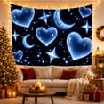 thumbnail image 3 of Glowing Hearts and Crescent Moons on Starry Night Sky, Ethereal Romantic Fantasy for Space Lovers, Celestial Wall Art, Housewarming Gift Tapestry Wall Hanging for Bedroom, Living Room and Dorm, 3 of 7