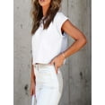 thumbnail image 6 of Women's Casual Round Neck Short Sleeve Soild Basic Crop Top T-Shirt, 6 of 6
