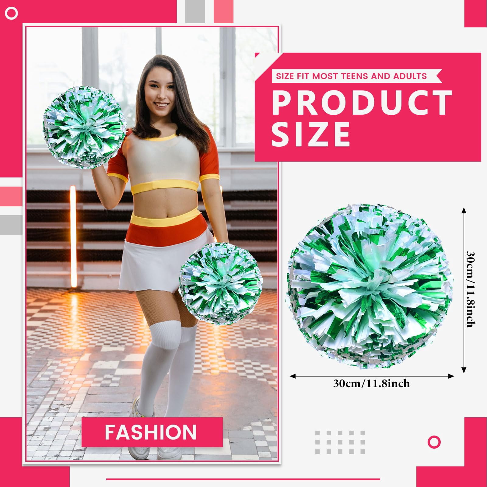 12 Pcs Cheerleading poms,pom poms Cheerleading with Four Finger Payment Cheer Pom Pomsfor Dance, Matches, Team Spirit Sports