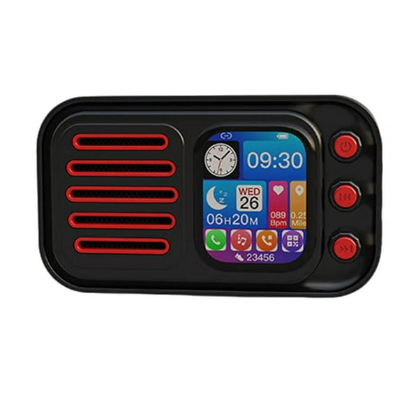 HiFi Wireless Bluetooth Speakers Retro Portable Touch Screen FM Radio Card Subwoofer with Alarm Clock Lyrics Display,B,1 * Wireless Bluetooth Speaker 1 * USB Cable 1 * English instruction manual,Black