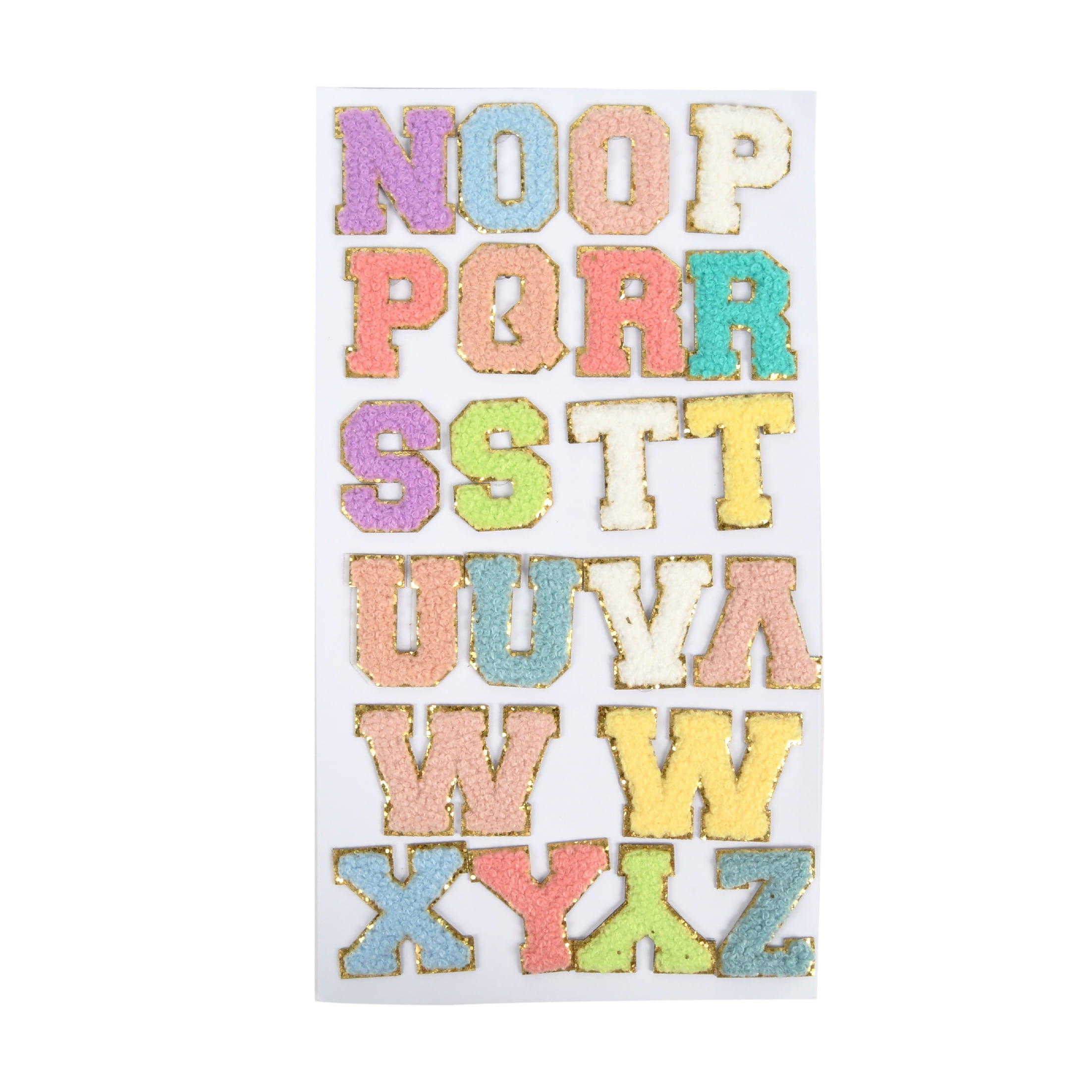 (3 pack) Hello Hobby Chenille Adhesive Alphabet Letter Patches Multi-Color 46 Pieces