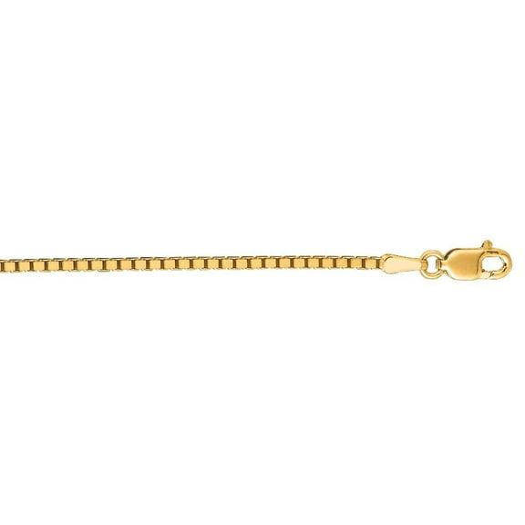 JewelStop 18K Yellow Gold Polished Finish 1.4mm Classic Box Chain with Lobster Clasp - 18",20",24"