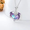 thumbnail image 2 of Collar de dragón con piedra de nacimiento estilo europeo y estadounidense, collar de cristal en forma de corazón colorido para mujer, 2 of 3