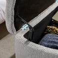 thumbnail image 5 of Storage Ottoman Bench, Modern Faux Fur Entryway Bench with Iron Legs, Upholstered Seat, Large Storage Bench for Living Room, Bedroom, End of Bed, Entryway, Grey, 5 of 8