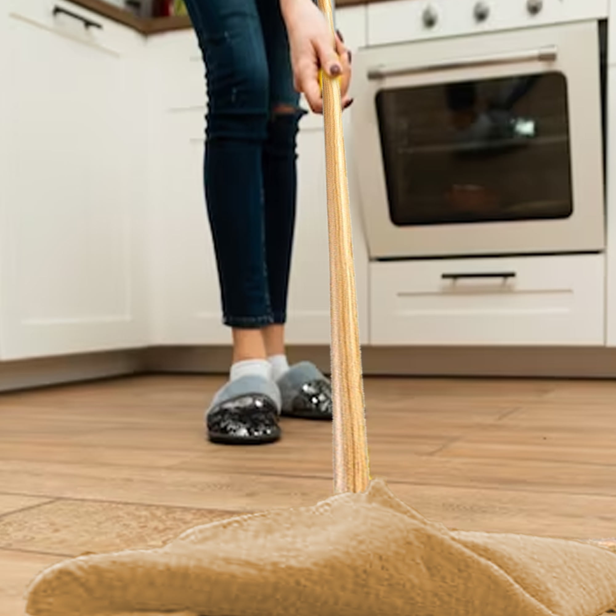 MWC Cuban Mop Floors Stick with Cloth Reusable, Wood Cuban Style Mop Home or Office