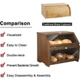 thumbnail image 3 of HOMEKOKO Double Layer Large Bread Box for Kitchen Counter, Wooden Large Capacity Bread Storage Bin (Brown), 3 of 7