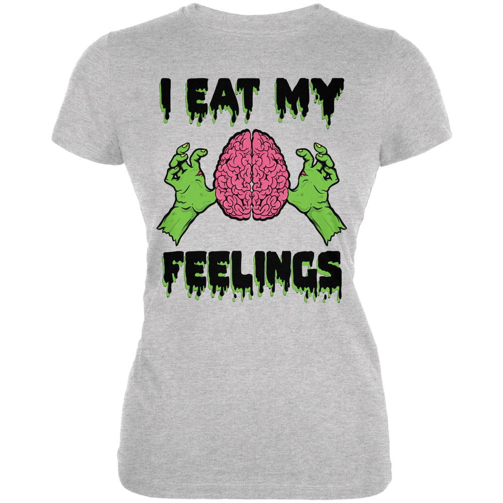 Old Glory Halloween I Eat My Feelings Zombie Brain Juniors Soft T Shirt Heather Sm Walmart Com Walmart Com