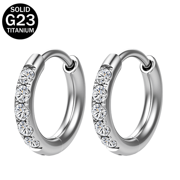 ZS 1 Pair 18G Hypoallergenic G23 Titanium Hoop Earring Crystal Ear Helix Conch Lobe Cartilage Piercing Jewelry