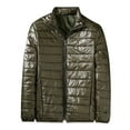 thumbnail image 1 of Gibobby Chamarra acolchada ligera para hombre Moda de otoño e invierno para hombre, informal, de Color sólido, con cremallera, cuello levantado(Verde,G), 1 of 3