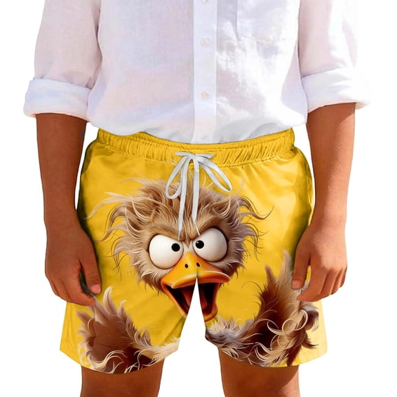 ZACPNCV Kids Swim Trunks Boys Girls Printed Beach Shorts Drawstring Elastic Waist Quick Dry Swimwear with Pockets Summer