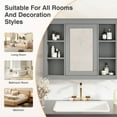 thumbnail image 4 of 35" Medicine Cabinet, Modern Bathroom Organizers, Wood Over Toilet Storage with Open Cubby and Adjustable Shelf, Wall Mounted Mirror with Storage, 4 of 9