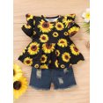 thumbnail image 4 of SUNSIOM Girl?s 2Pcs Clothes Suit, Printed Tops with Short Ripped Jeans, 4 of 9