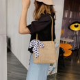 thumbnail image 4 of Bolsos de hombro tipo cubo con decoración de seda perlada, bolsos de playa tejidos para mujer (camello) Tmvgtek Oficina Multiescena Multifunción, 4 of 9