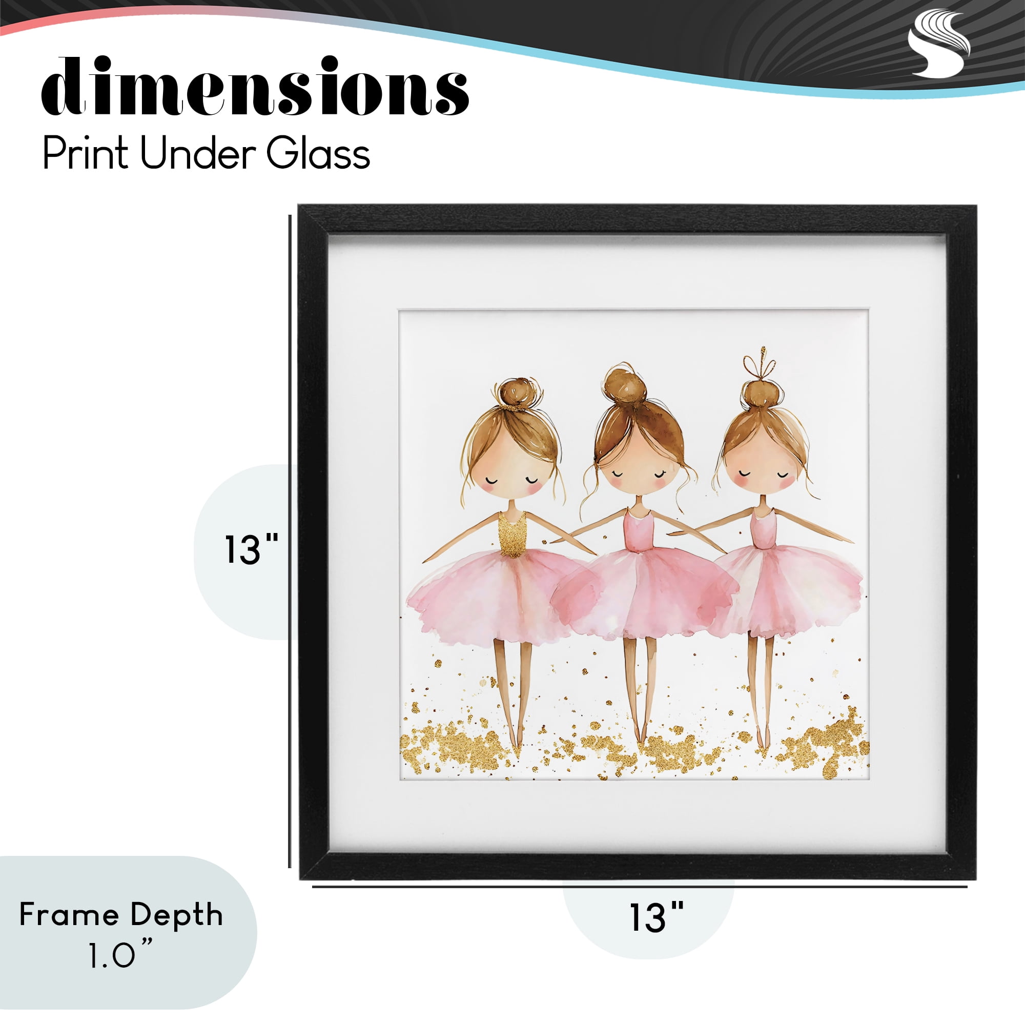 Stupell Industries Ballerina Trio in Pink Tutus Black Framed Print Under Glass, design by Creative Studio