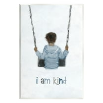 Stupell Industries I am Kind Motivational Child Playing on Swing Graphic Art Unframed Art Print Wall Art, Design by Sally Swatland
