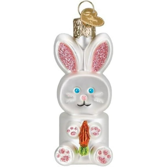 Old World Christmas Marshmallow Bunny - 1 Glass Ornament 3.25 Inch, Glass - Ornament Spring Easter Sweets Confection 32651