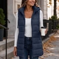 thumbnail image 6 of DISKEBUISS Women's Long Hooded Puffer Vest Sleeveless Quilted Mid-Length Padded Gilet with Pockets for Fall Winter, 6 of 8