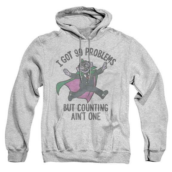 Sesame Street Count 99 Problems Adult Pull-Over Hoodie, Athletic Heather, 2X-Large