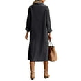 thumbnail image 5 of Fgvctg Corduroy Dresses Womens Button Down Long Sleeve Shirt Dresses Soft Vintage Collared Dress Winter Oversized Lapel Midi Dress with Pockets Dark Gray L, 5 of 7