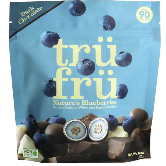 (6 Pack)Tru Fru Hyper-Chilled Grab & Share, Blueberries Immersed In White & Dark Chocolate, 8 oz.