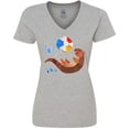 thumbnail image 3 of Inktastic Cute Otter and Beachball Women's V-Neck T-Shirt, 3 of 5