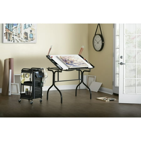 UPC: 0017342132214 | Studio Designs Metal Folding Drafting Table  Black  Wood Top