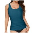 thumbnail image 3 of GEWSEY Women Tankini Top Only - High Neck Bathing Suit Tummy Control Swim Top 2025 Navy, L, 3 of 9