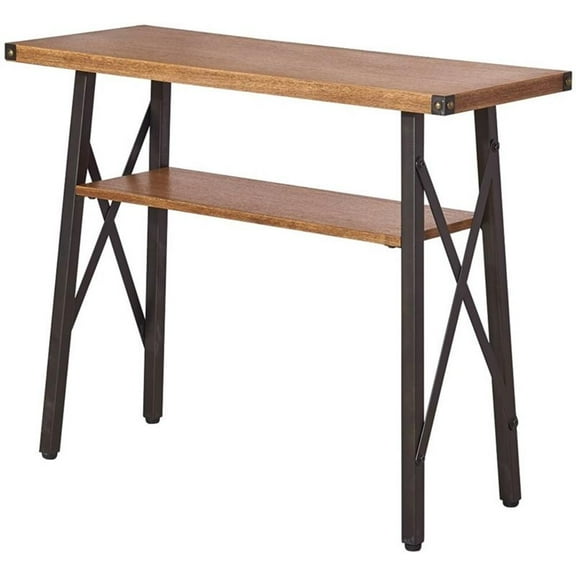 Pemberly Row Modern Contemporary 2-Tier Console Table in Brown