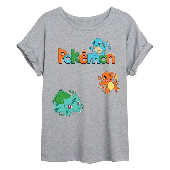 Pokémon - Gen 1 Bulbasaur, Charmander, Squirtle - Womens Oversized Graphic T-Shirt