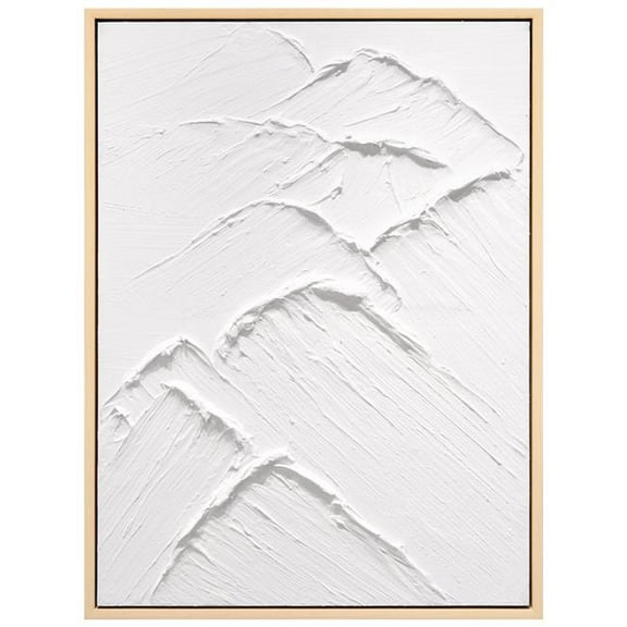 Mountain Serenity II Heavily Textured Hand Painted White Framed Canvas Wall Art