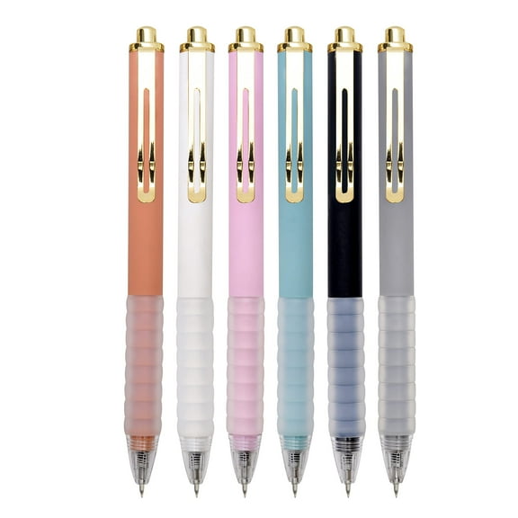 Ballpoint Pens Medium Point 1mm Black Ink Work Pen with Super Soft Grip Ball Point Pen for Men Women Retractable Office Pens (Gold Clip-6 count)