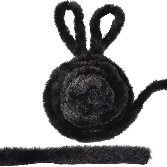 4.75m Black Faux Fur Trim Ribbon 3cm Artificial Fluffy Faux Fur Strips Rabbit Faux Fur Piping Crafts Sewing Trimmings Furry Ribbon for Costume Capes Hats Edging Shoes Embellishment
