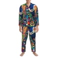 thumbnail image 3 of Daiia Colorful Floral Forest Fairy for Men's Long-Sleeved Pajama Set – Soft & Comfortable Sleepwear Button-Up Pajamas Cozy Lounge Wear-Large, 3 of 7