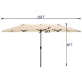 thumbnail image 2 of 15 x 9 Ft. Large Double-Sided Rectangular Outdoor Twin Patio Market Umbrella,Tan, 2 of 4