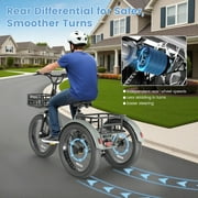 MOONCOOL TK1 Folding Electric Tricycle for Adults,48V 14.5Ah UL2849 (By SGS) Removable battery, 500W Motor, 20 Fat Tire Step-Thru 3 Wheel Off-Road Electric Bicycle W/ chain lock
