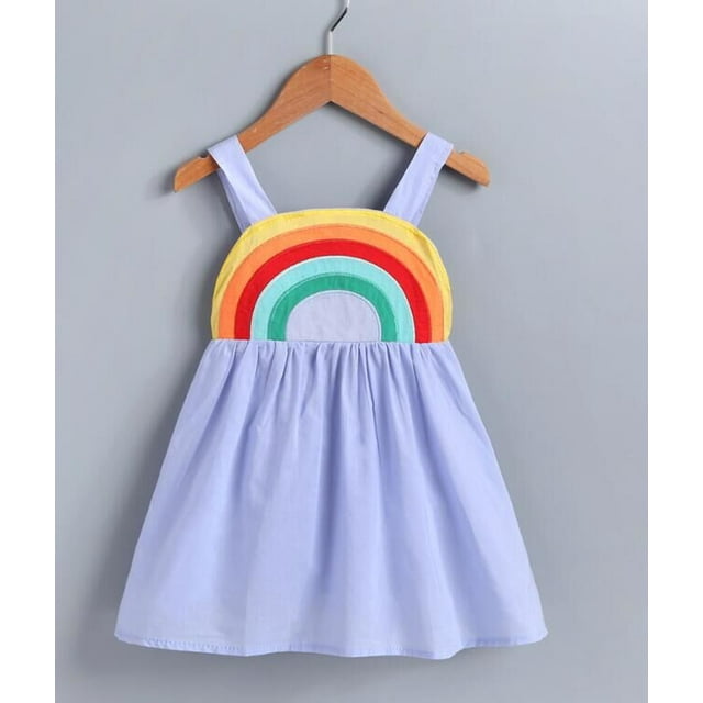 Mialoley Bébé Fille Robe Sans Manches Arc-en-Ciel Robe de Plage