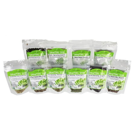 Sprouting Seed Super Sampler- Organic- 2.5 Lbs of 10 Different Delicious Sprout Seeds: Alfalfa, Mung Bean, Broccoli, Green Lentil, Clover, Buckwheat, Radish, Bean Salad & (Best Sprouts For Salads)