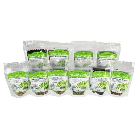 Sprouting Seed Super Sampler- Organic- 2.5 Lbs of 10 Different Delicious Sprout Seeds: Alfalfa, Mung Bean, Broccoli, Green Lentil, Clover, Buckwheat, Radish, Bean Salad & More