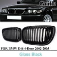 thumbnail image 1 of 1Pair Gloss Black Front Kidney Grilles Grill For BMW E46 3 Series 4 Doors Saloon, 1 of 8