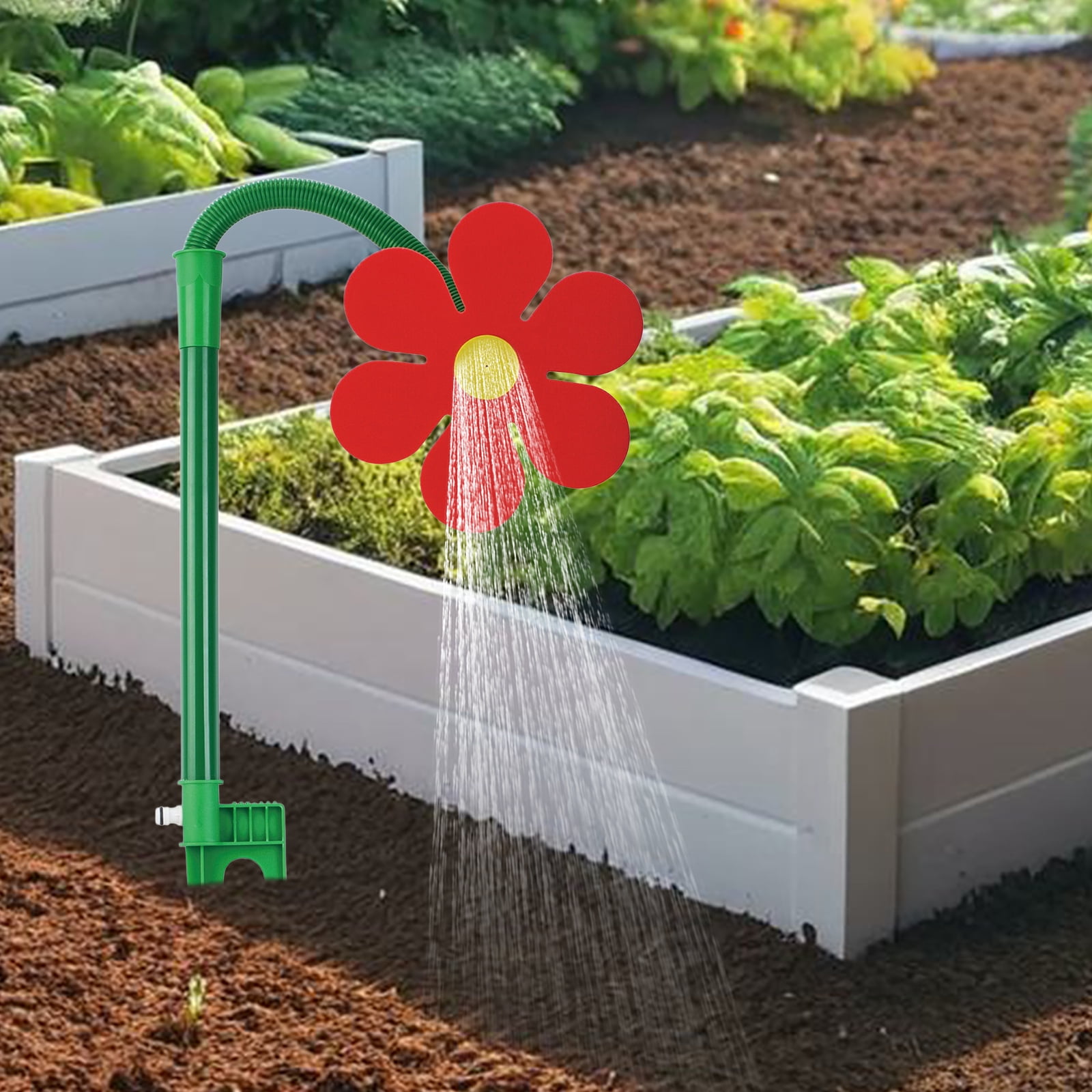 Yucurem Crazy Dancing Daisy Sprinkler, 360 Rotatable Flower Sprinklers with Spike, Garden Sprinkler Stake for Lawn Yard Outdoor Summer Watering Pets Playing (Red)