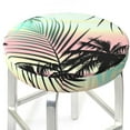 thumbnail image 3 of Daiia Tropical Summer Palm Stool Covers Round,Round Bar Stool Covers Waterproof Bar Chair Covers Washable Stool Cushion Slipcover for 12-14 Inch Chair-14 inch, 3 of 7