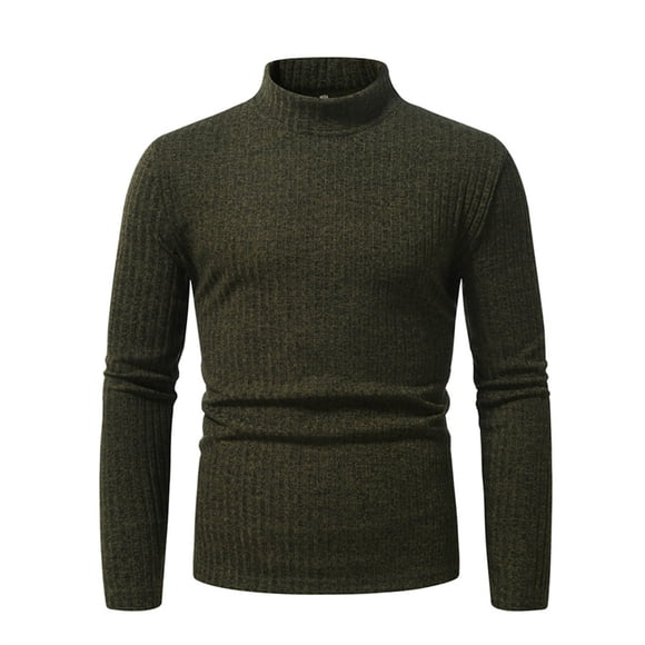 Bwiyojiz Sizes S-XXL Cotton Fashion Men's Clothing Man Solid Color Intensification Slat Mock Turtleneck T-shirt Blouse for Hauls, Gifted